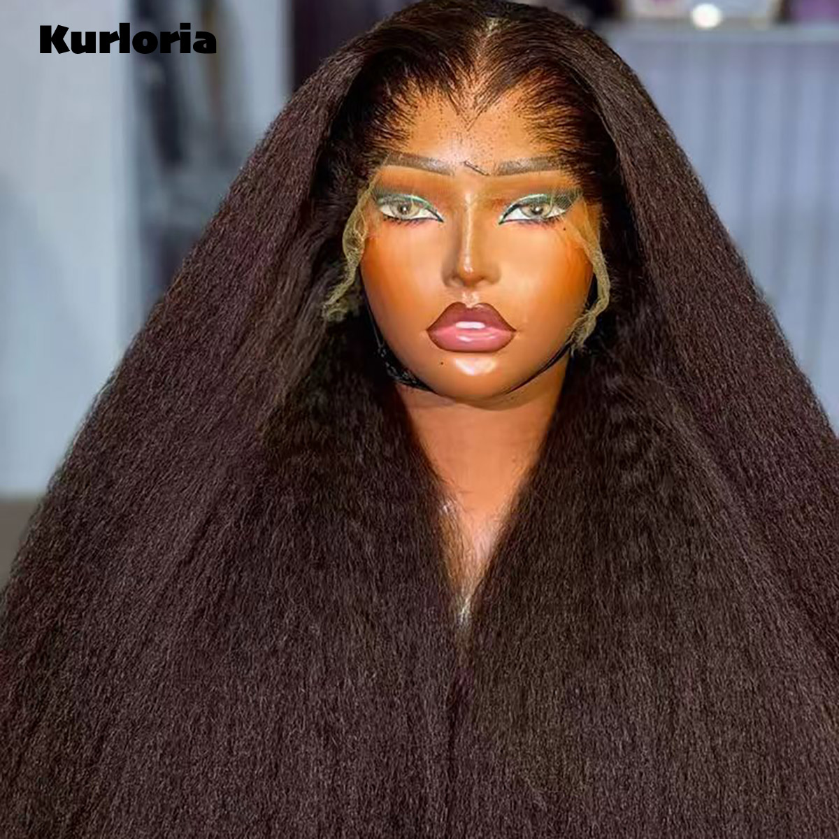 Glueless Wear And Go Human Hair Wig - Natuurlijk zwart, 400-densiteit, kinky straight, 13x4,