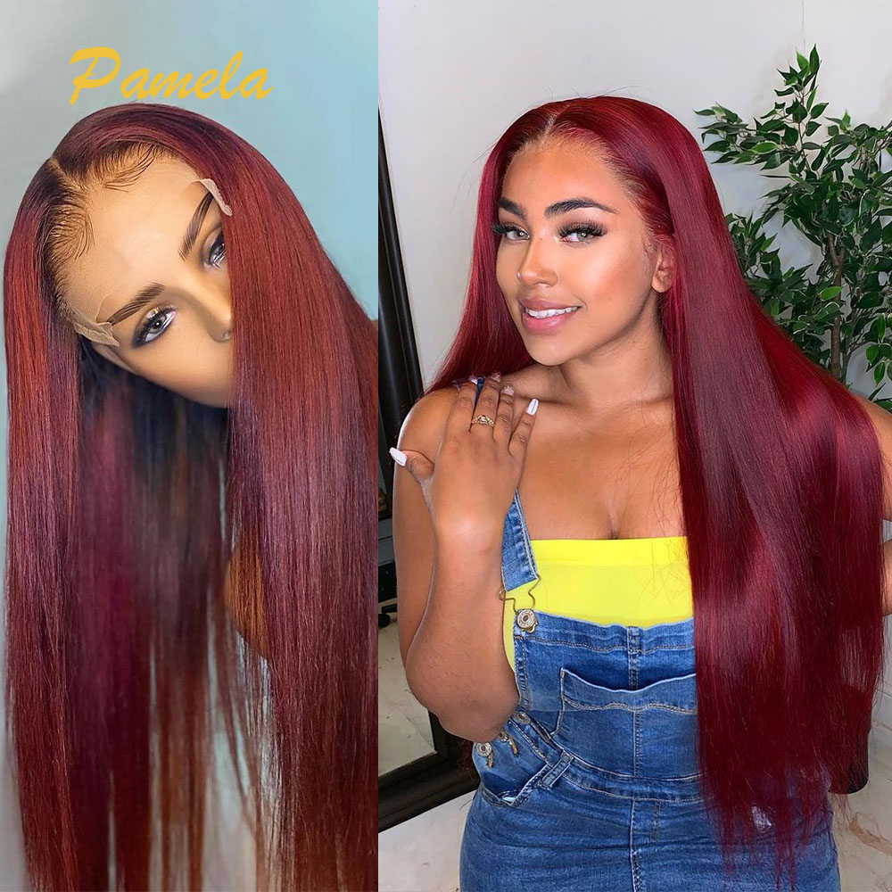 Super dubbelgetrokken bordeaux - Lace Front Wigs recensie en prijs