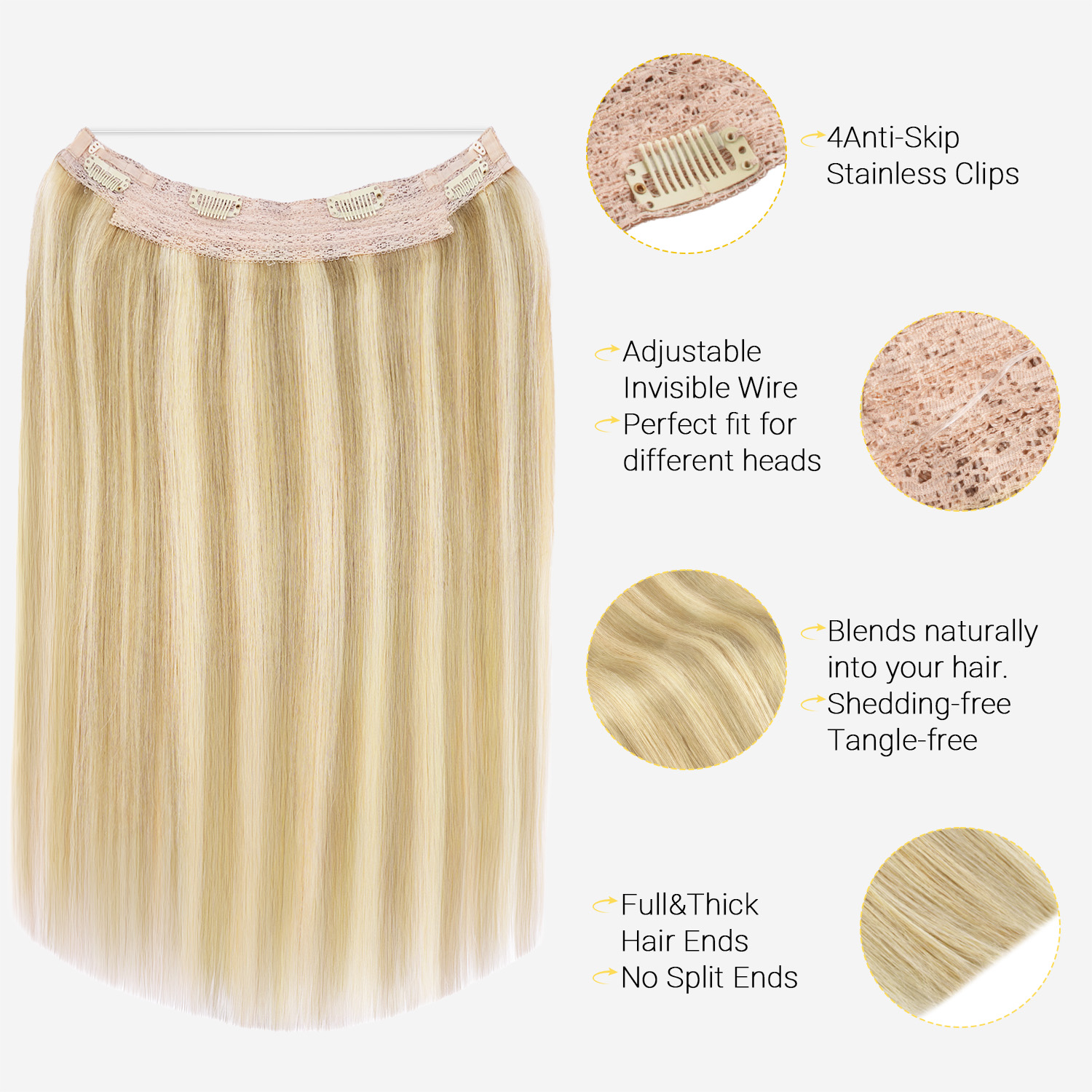 Sunmofavo Onzichtbare draad Ha - Seamless Clip In Hair Extensions Human Hair recensie en prijs